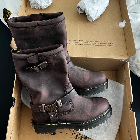 Dr. Martens Shoes - Dr. Martens Dark Brown Anistone Hi Boots